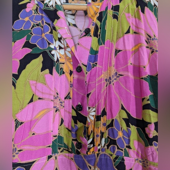 PATOU Floral Print Pleated Maxi Shirt Dress Size 36 US 2 Women's Preowned *flaws - Picture 9 of 9